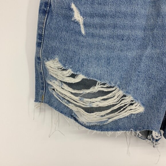 Topshop Mom Shorts Blue Denim Distressed Authentic High Waist NWT - Picture 8 of 13